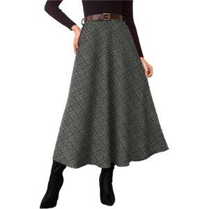 Plaid Skirts with Pockets Grey